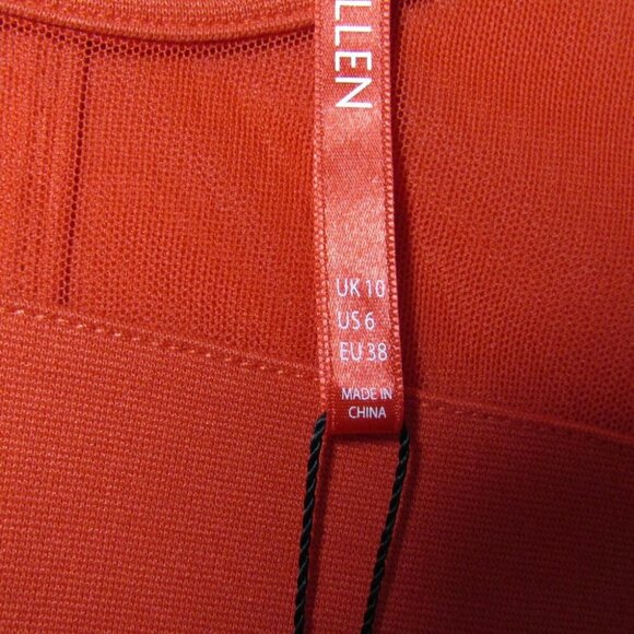 Karen Millen Orange Knit Cold Shoulder Fitted Top Size US 6 Stretch New Tag - Picture 8 of 11